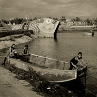 Playing in an abandoned theme park